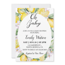 Invitación de Baby Shower Oh Baby Citrus Lemon