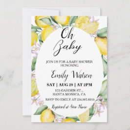 Invitación de Baby Shower Oh Baby Citrus Lemon
