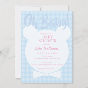 Invitación de baby shower Oh Baby con oso de color