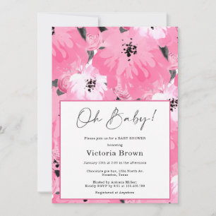 Invitación de Baby Shower Oh Baby Floral Rosa