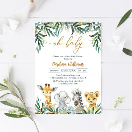 Invitación de Baby Shower Oh Baby Party Animals
