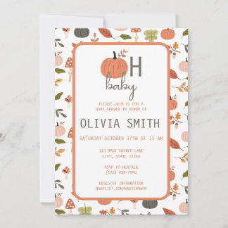 Invitación de Baby Shower Oh Baby Pumpkin Fall