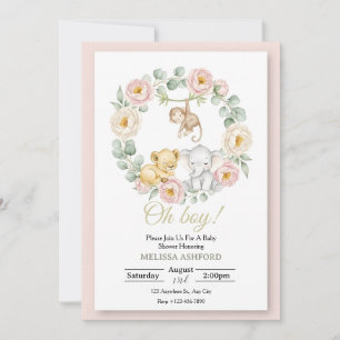 Invitación de Baby Shower Oh Boy Animales del Sa