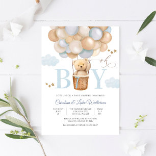 Invitación de Baby Shower Oh Boy Balloon Baby