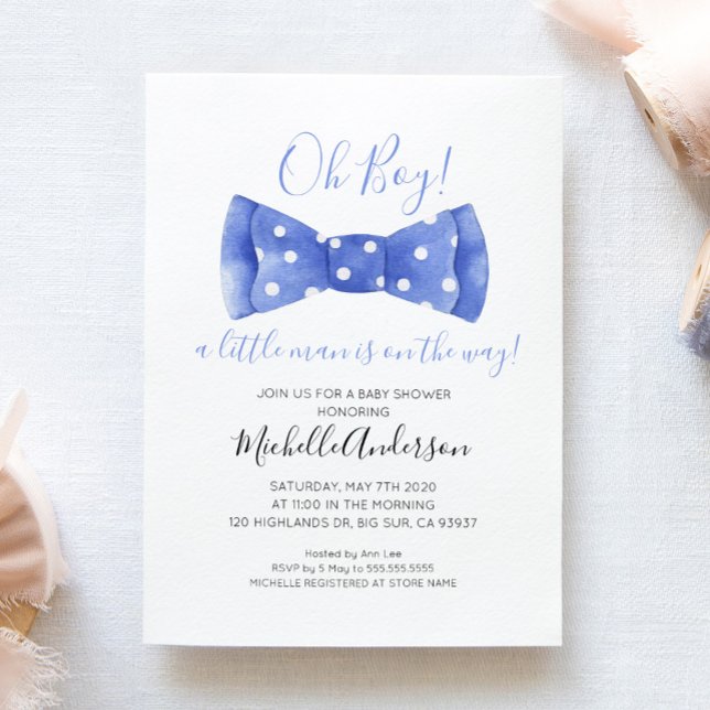 Invitación de Baby Shower Oh Boy Bow Tie (Subido por el creador)