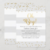 Invitación de Baby Shower Oh Boy Glitter Confetti