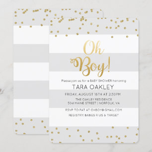 Invitación de Baby Shower Oh Boy Glitter Confetti