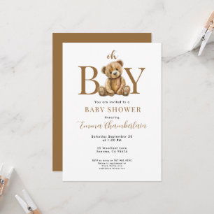 Invitación de Baby Shower Oh Boy Teddy Bear Boy