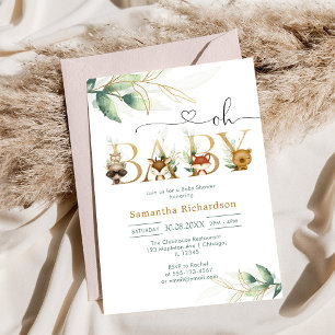 Invitación de Baby Shower Oh Boy Woodland