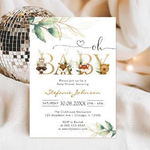Invitación de Baby Shower Oh Boy Woodland