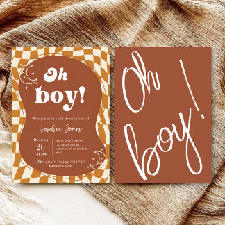 Invitación de baby shower "¡Oh Chico!" Groovy