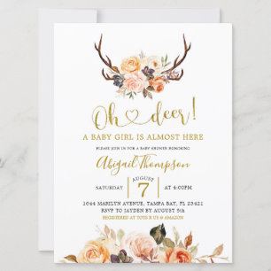 Invitación de Baby Shower Oh Deer Fall