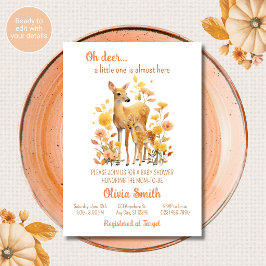 Invitación de Baby Shower Oh Deer Tema de Otoño