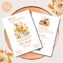 Invitación de Baby Shower 'Oh Deer' Todo en Uno Ot