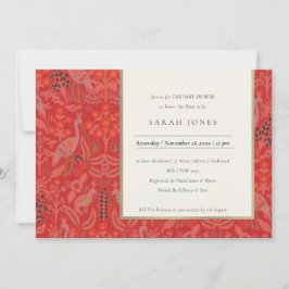 Invitación de Baby Shower Ornate Red Classy Flora 
