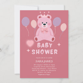 Invitación de Baby Shower Osito Teddy Dulce