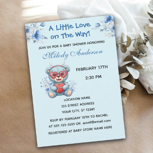 Invitación de Baby Shower Oso de Peluche Gafas de