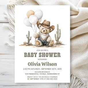 Invitación de Baby Shower Oso de Peluche Occidenta