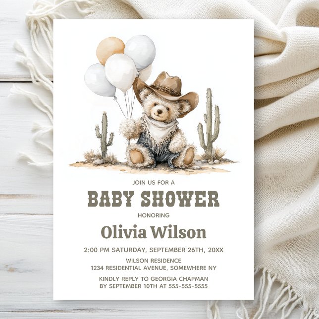 Invitación de Baby Shower Oso de Peluche Occidenta (Subido por el creador)