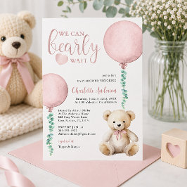Invitación de Baby Shower Oso Rosa 'Casi Esperamos