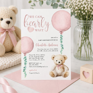 Invitación de Baby Shower Oso Rosa 'Casi Esperamos