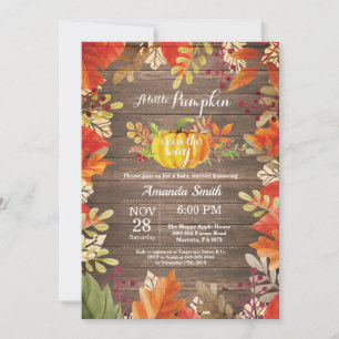 Invitación de Baby Shower Otoñal de Calabaza Rústi