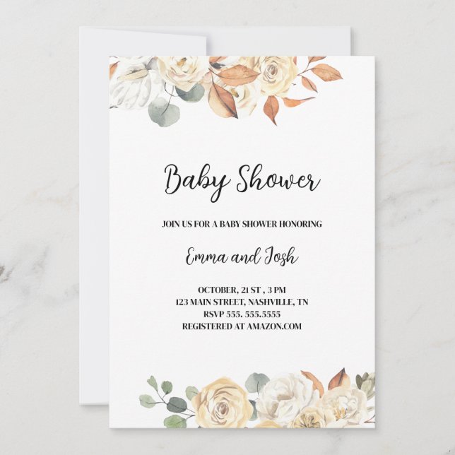Invitación de Baby Shower otoño (Anverso)