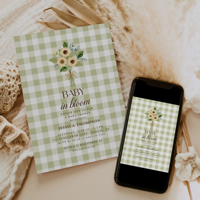 Invitación de Baby Shower Otoño Bebé en Flor Gingh (Subido por el creador)
