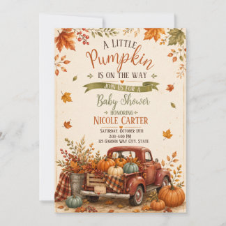 Invitación de Baby Shower Otoño Calabacita Vintage