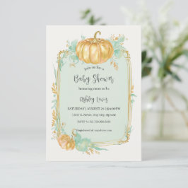 Invitación de baby shower Otoño Calabaza dorada