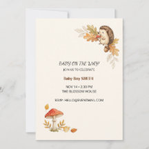 Invitación de Baby Shower Otoño de Erizo del Bosqu