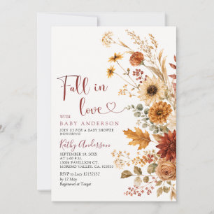 Invitación de Baby Shower Otoño Floral Enamorarse 