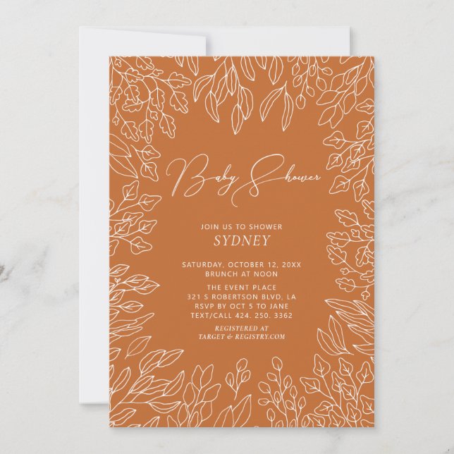 Invitación de Baby Shower Otoño Neutral | Autumn L (Anverso)