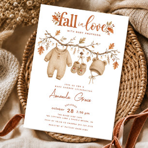 Invitación de Baby Shower Otoño para Enamorarse