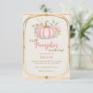 Invitación de baby shower Otoño Rosa Calabaza