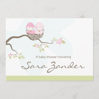 Invitación de Baby Shower - pájaros de bebé