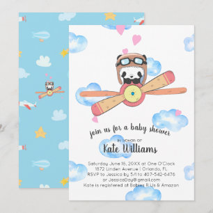 Invitación de Baby Shower Panda Piloto