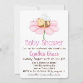 Invitación de Baby Shower para abejas y flores