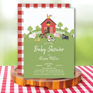 Invitación de Baby Shower para animales de granja