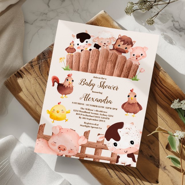 Invitación de Baby Shower para animales de granja  (Subido por el creador)