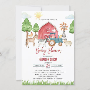 Invitación de Baby Shower para animales de granja