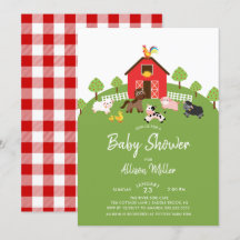 Invitación de Baby Shower para animales de granja 