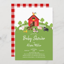 Invitación de Baby Shower para animales de granja