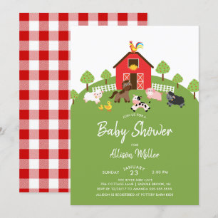 Invitación de Baby Shower para animales de granja