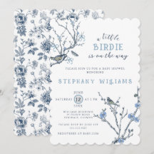 Invitación de Baby Shower para aves de Chinoiserie