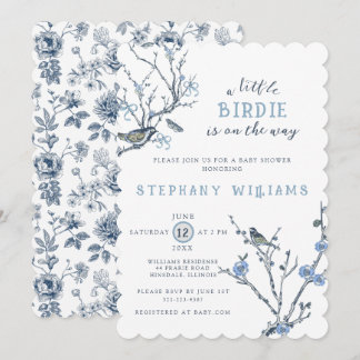 Invitación de Baby Shower para aves de Chinoiserie