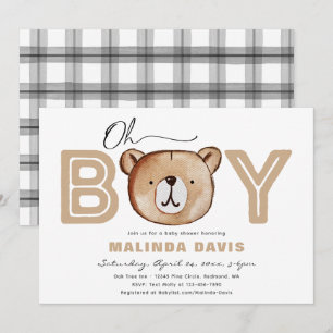 Invitación de Baby Shower para Bearly Bear Baby