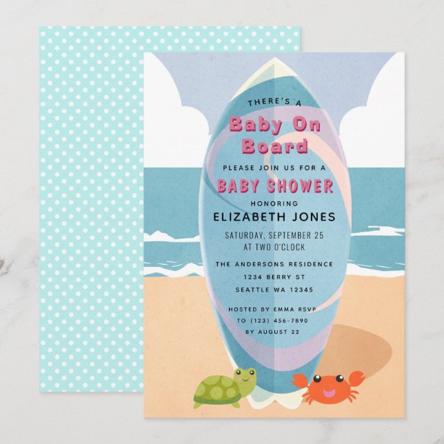 Invitación de Baby Shower para bebé a bordo (Anverso / Reverso)