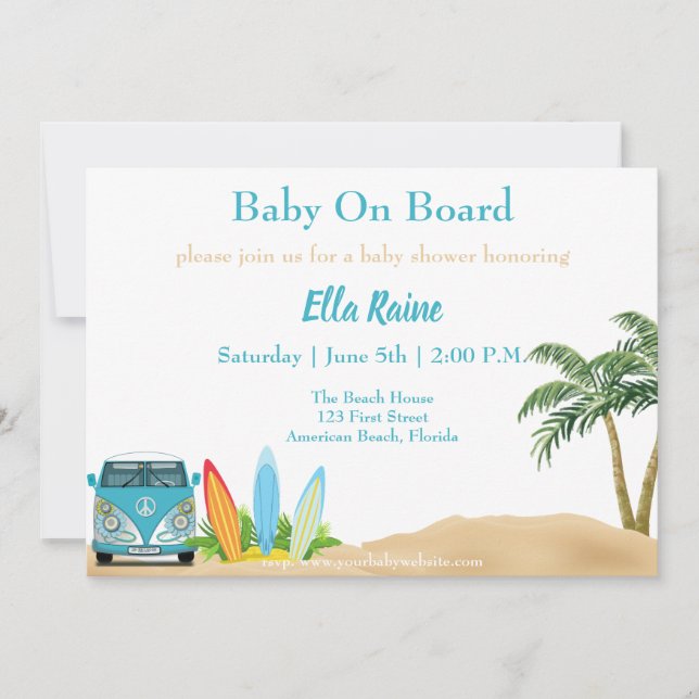 Invitación de Baby Shower para bebé a bordo (Anverso)