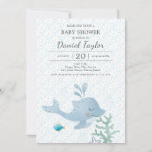 Invitación de Baby Shower para bebé delfín acuarel